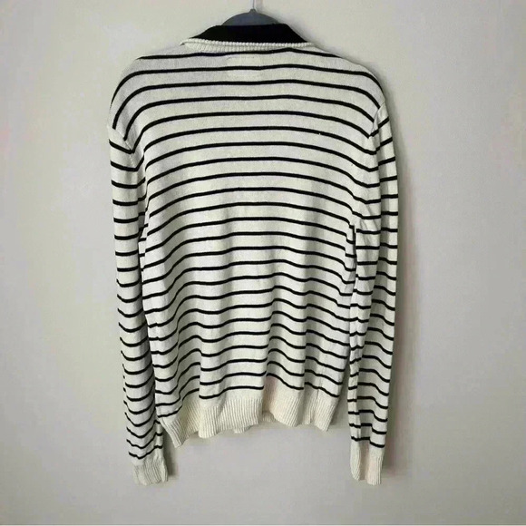 American Eagle Men’s Striped Pullover Collared Quarter Button Sweater Medium - Picture 6 of 6